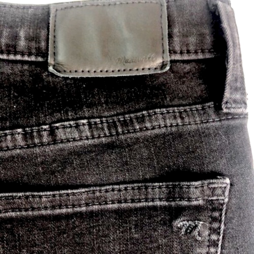 Madewell 10" High Rise Jeans Faded Black Exposed Button Fly Raw Hem Denim 26 - Picture 6 of 13
